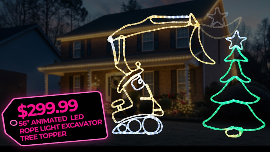 56 Inch Animated LED Rope Light Excavator Tree Topper - $299.99