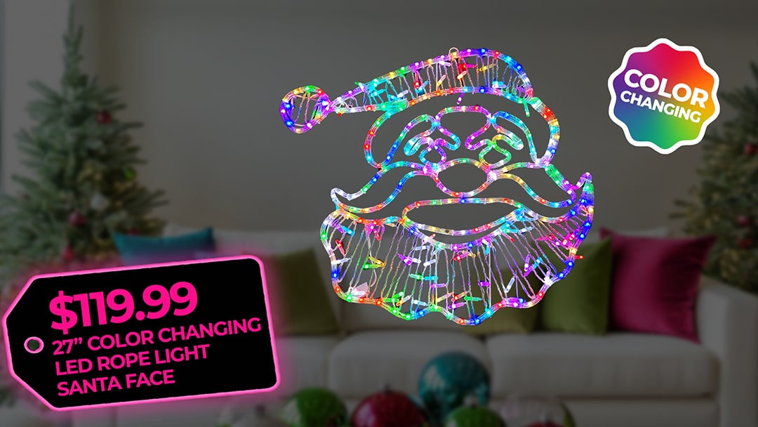 27 Inch Color Changing LED Rope Light Santa Face - $119.99