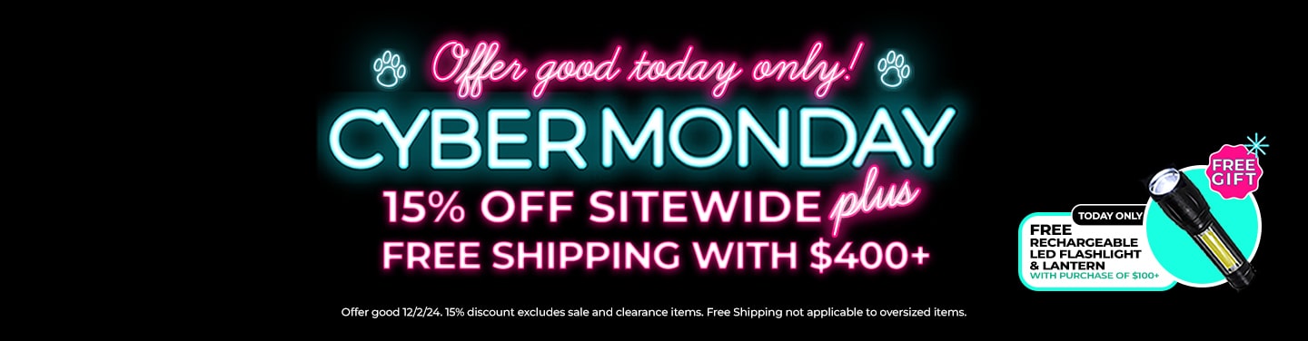 Cyber Monday Sale - Save 15% + Free Shipping on orders $400+!