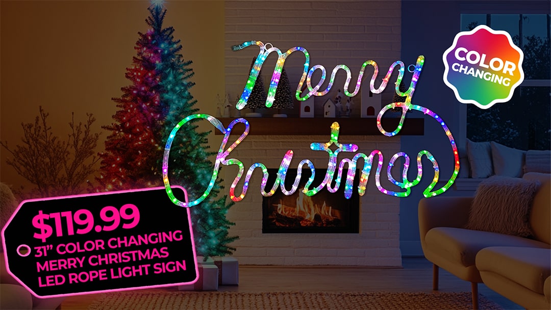 31 Inch Color Changing Merrry Christmas LED Rope Light Sign - $119.99