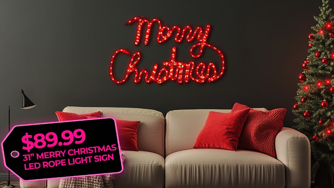31 Inch Merry Christmas LED Rope Light Sign - $89.99