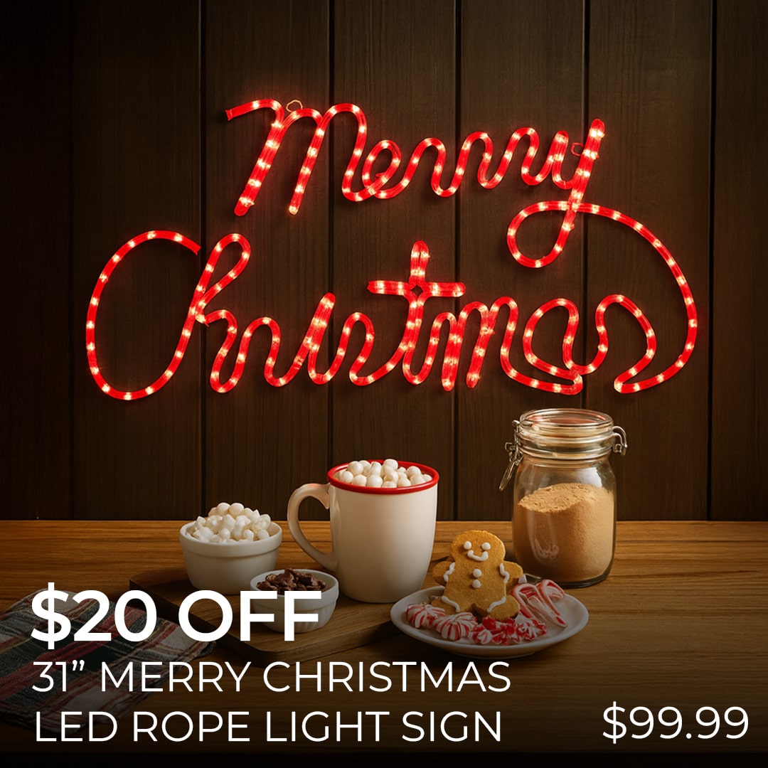 $20 OFF 31 IN MERRY CHRISTMAS LED ROPE LIGHT SIGN