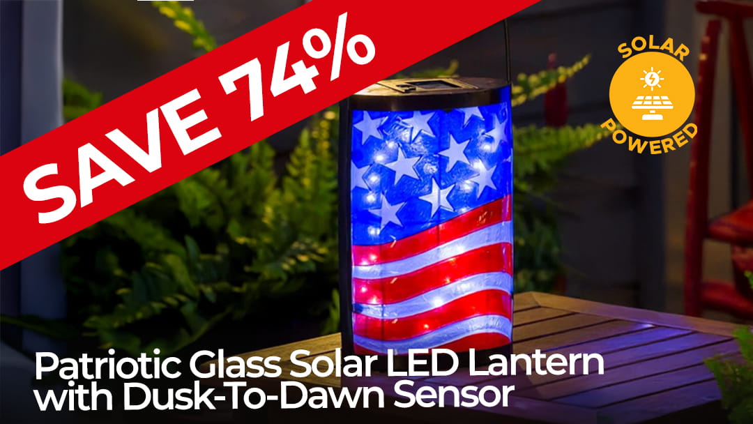 Patriotic Glass Solar LED Lanterns - SAVE 74%