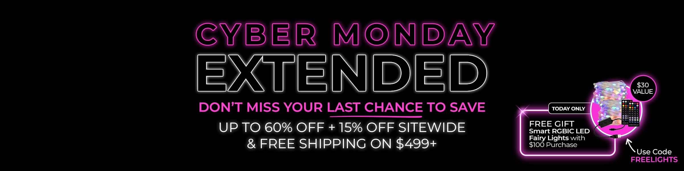 SALE EXTENDED: Cyber Monday Mega Deals - Save up to 60% + 15% OFF Sitewide & Free Shipping on $499+