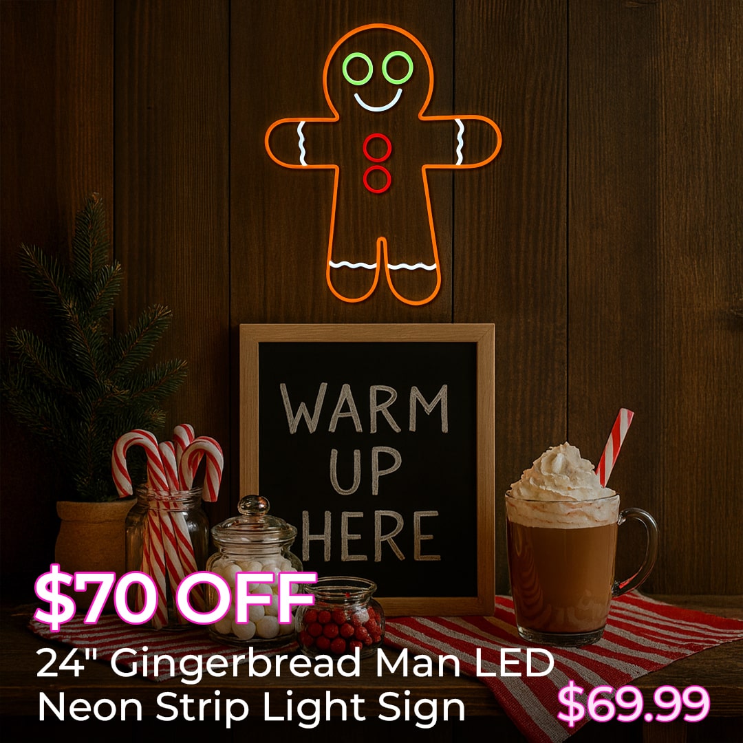 $70 OFF 2FT GINGERBREAD MAN LED NEON STRIP LIGHT SIGNS