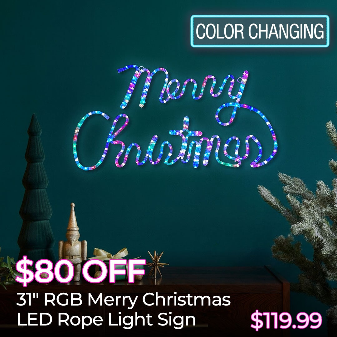 $80 OF RGB MERRY CHRISTMAS ROPE LIGHT SIGNS
