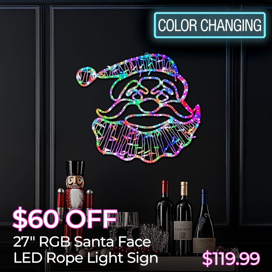 $60 OFF RGB SANTA FACE LED ROPE LIGHT SIGNS