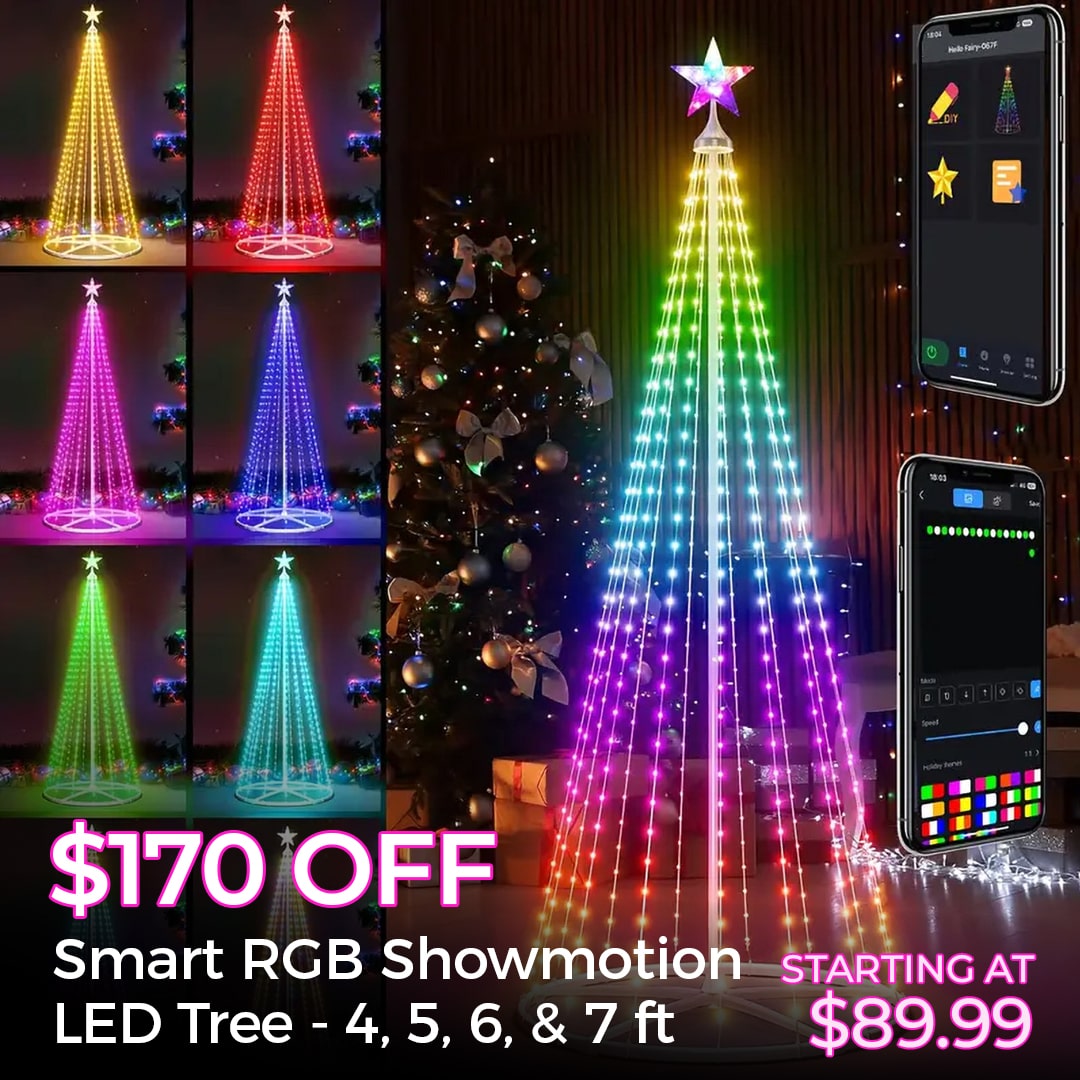 UP TO $50 OFF SMART RGB CONE TREES