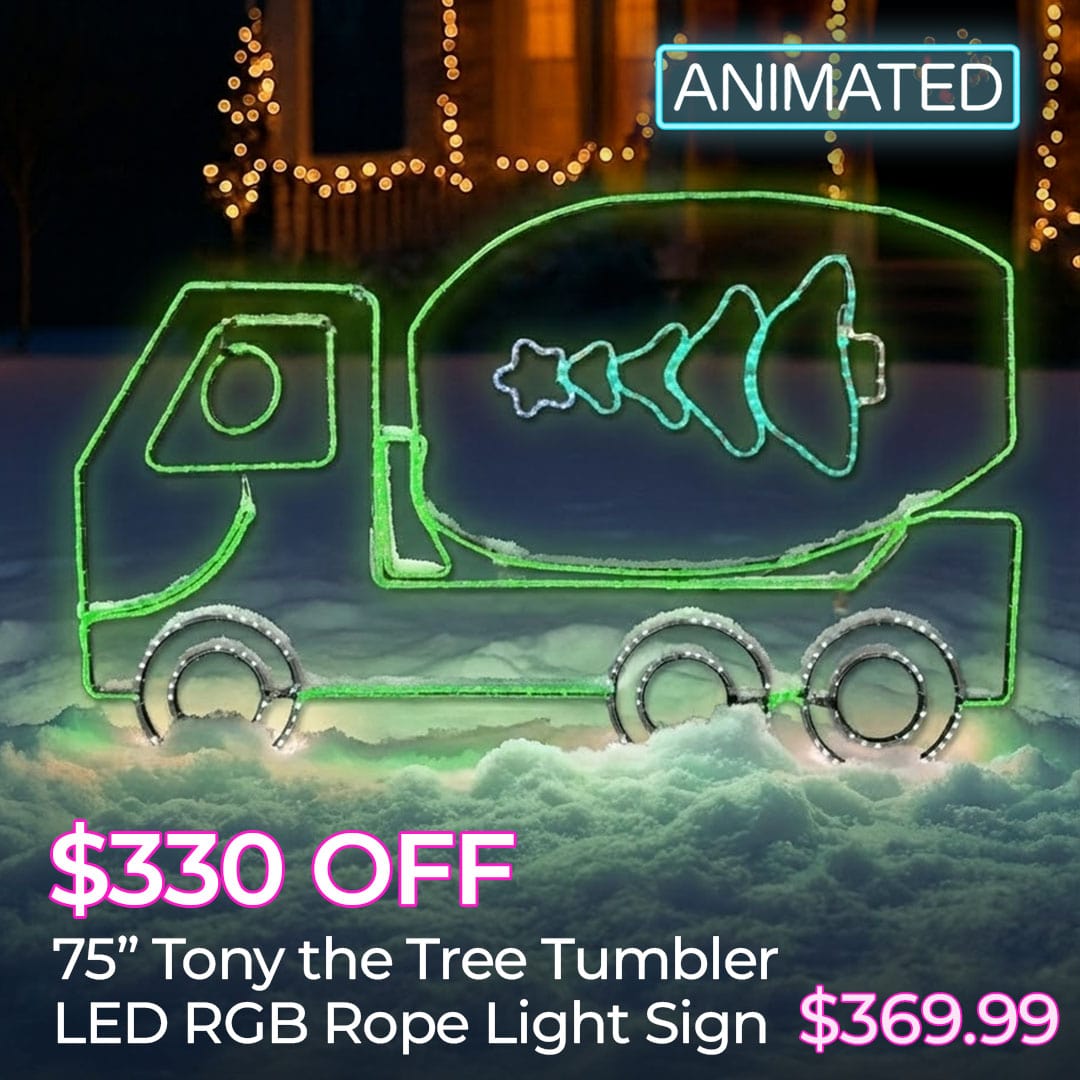 $330 OFF ANIMATED TONY THE TREE TUMBLER LED ROPE LIGHT SIGN