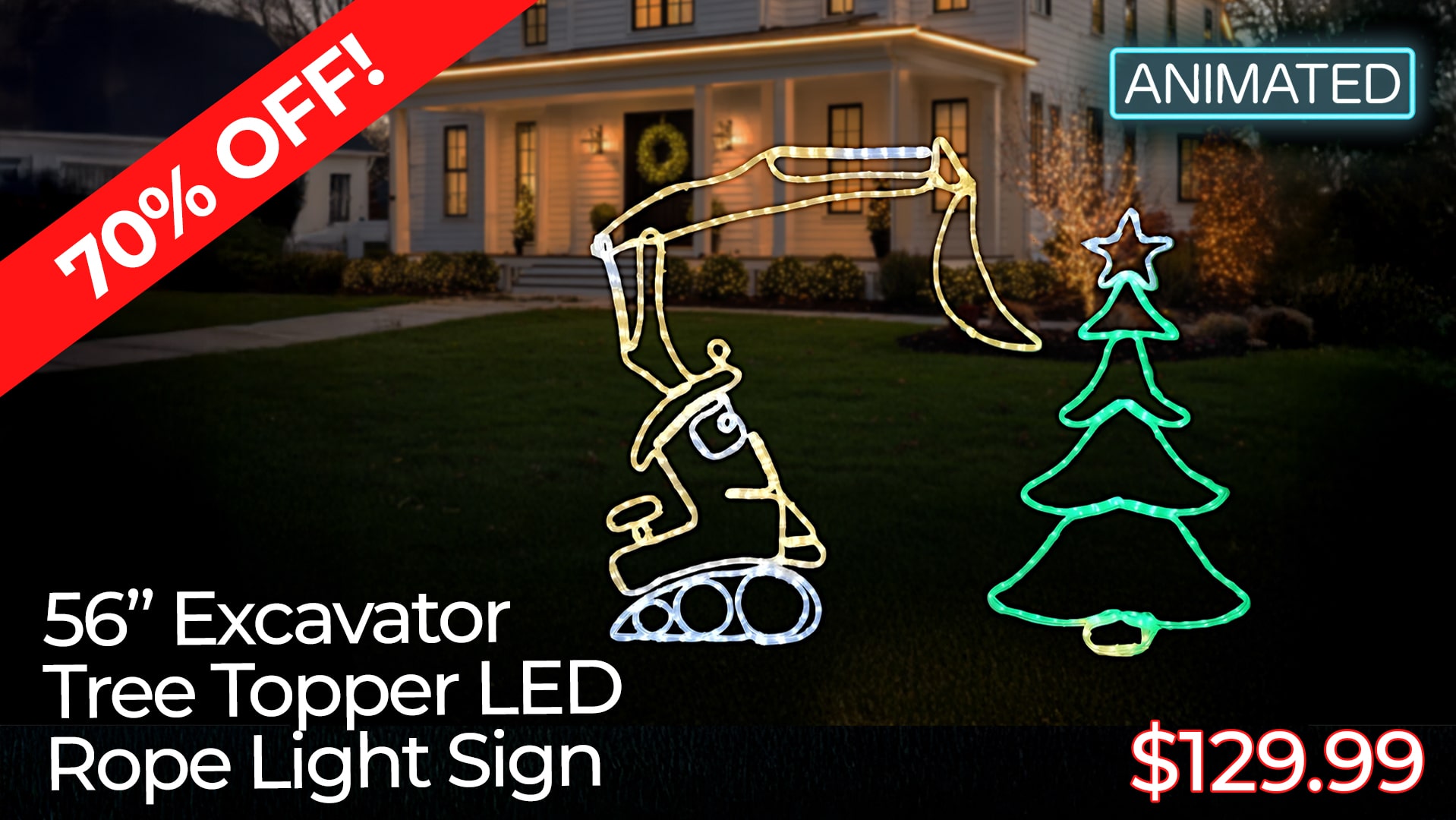 65% OFF 56IN EXCATAVOR TREE TOPPER LED ROPE LIGHT SIGNS