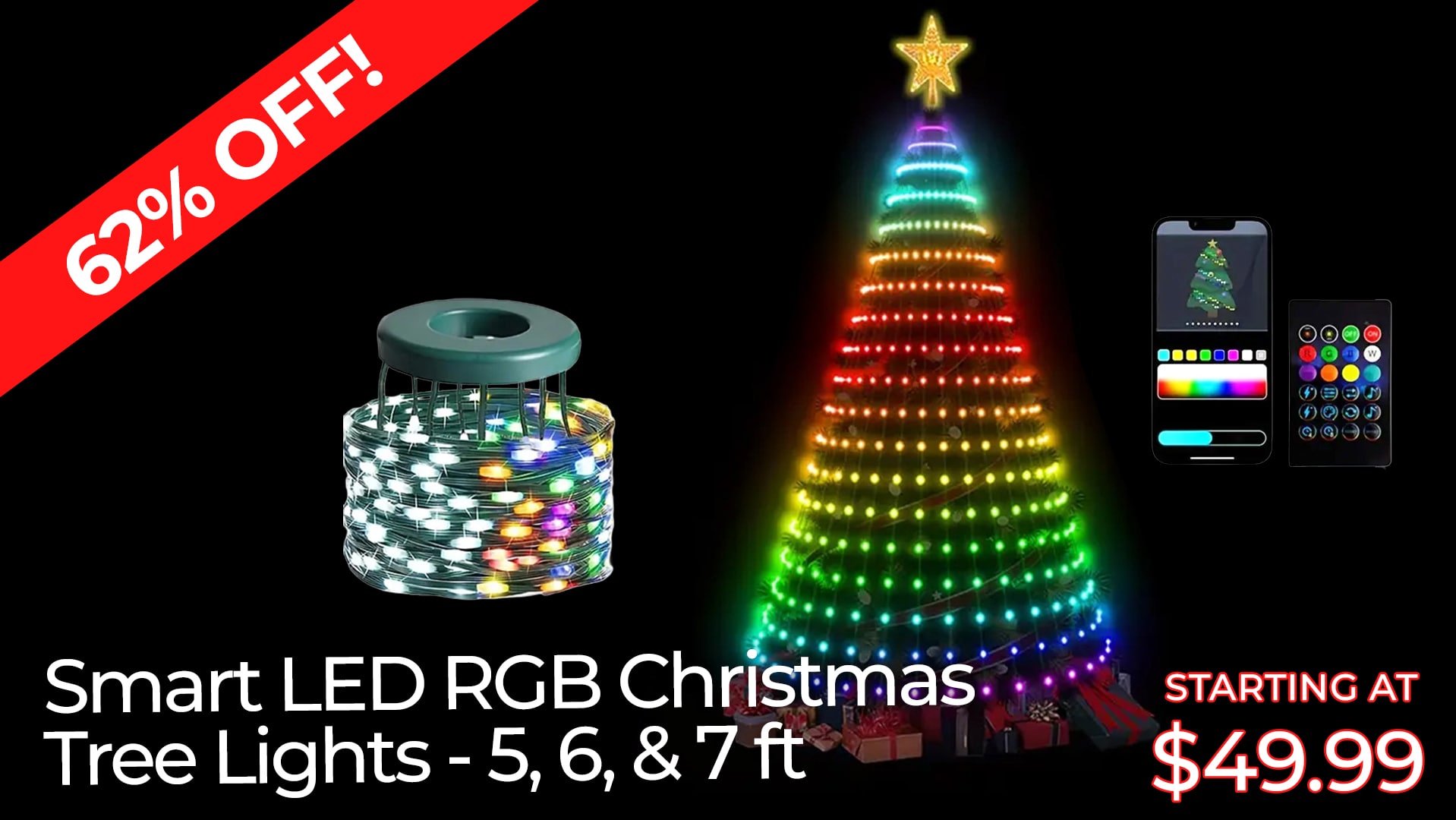 62% OFF SMART LED RGB CHRISTMAS TREE VERTICAL LIGHTS