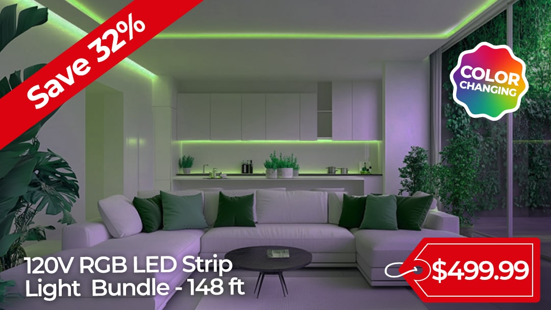 120V RGB Color Changing LED Strip Light Bundle - 148Ft - SAVE 32%