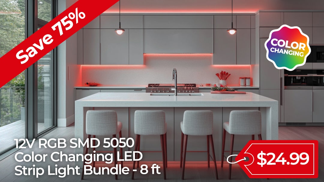 12V RGB Strip Light Bundle - 8Ft - SAVE 75%