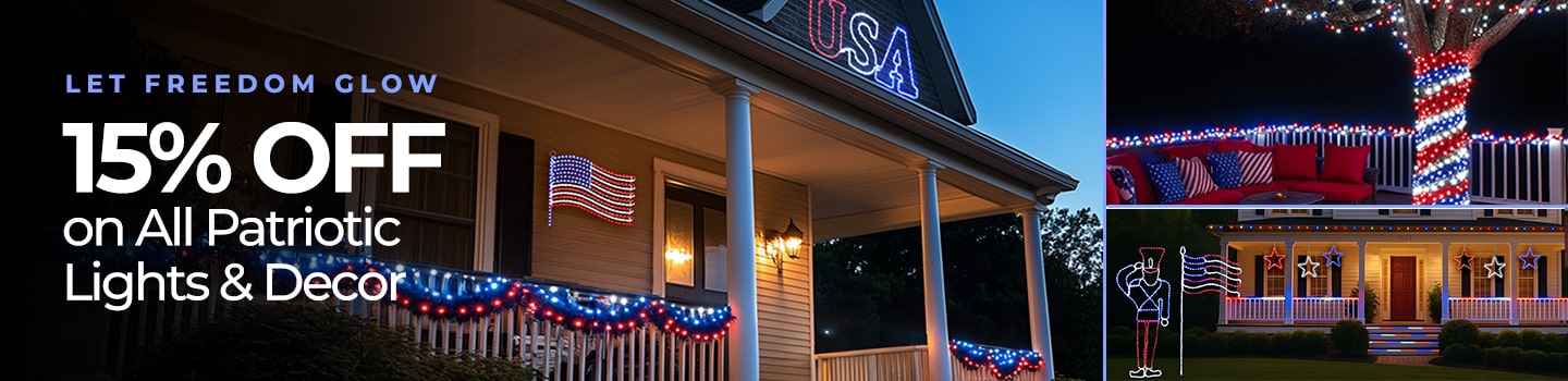 15% OFF ALL PATRIOTIC LIGHTING & DECOR