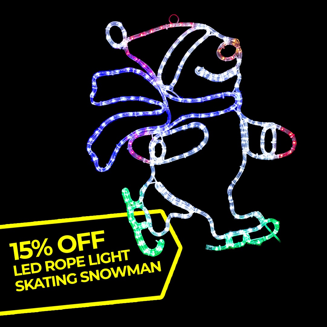 15% OFF LD ROPE LIGHT SKATING SNOWMAN