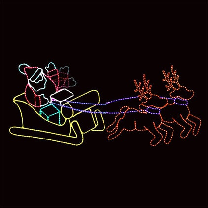 Santa in Sleigh with Reindeer Motif