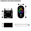 dimensions of 12 volt / 24 volt 18 function led rgb touch controller