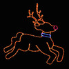 LED Rope Light Rudolph Reindeer Motif - Lighted Silhouette - Yellow, Blue, and Red - 48 Inch