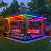 Outdoor pergola with rope light from the edges