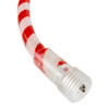 Clear end connector attached to red and white candy cane LED rope light