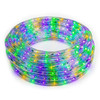 Purple, green, and gold rope light coil
