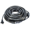 Unlit orange LED rope light coil showing black tubing, black cord and power plug