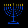 LED Neon Rope Light Hanukkah Menorah Motif - Lighted Silhouette - Blue and Yellow - 24 Inch