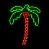 LED Neon Rope Light Palm Tree Motif - Lighted Silhouette - Green, Orange, and Red - 23 Inch