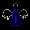 LED Neon Rope Light Angel Motif - Lighted Silhouette - Cool White, Blue, and Yellow - 14 Inch