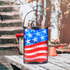 Patriotic USA American Flag Glass Solar LED Lantern With Dusk-To-Dawn Sensor