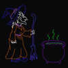 LED Neon Rope Light Witch with Cauldron Halloween Motif - Animated Lighted Silhouette - 96 Inch