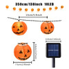 Halloween Globe Lantern Style Pumpkin LED String Lights - Solar Powered - 10 Bulb Set