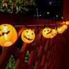 Halloween Globe Lantern Style Pumpkin LED String Lights - Solar Powered - 10 Bulb Set