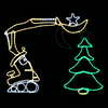 LED Rope Light Excavator Tree Topper Motif - Animated Lighted Silhouette - Multi-Color - 56 Inch