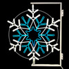 LED Neon Rope Light Snowflake Motif - Lighted Silhouette - Pole Mounted - Blue and Cool White - 48 Inch