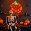 LED Neon Strip Light Jack-O-Lantern Halloween Decoration - Lighted Pumpkin Sign - Orange and Green - 24 Inch