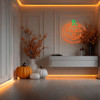 LED Neon Strip Light Jack-O-Lantern Halloween Decoration - Lighted Pumpkin Sign - Orange and Green - 24 Inch