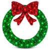 Giant 3D Pre-Lit LED Christmas Wreath with Bow - Lighted Display - 36 Inch or 48 Inch