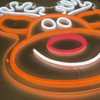 Reindeer, rudolph red nose, LED neon sign, lit up