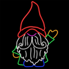 LED Neon Strip Light Sign - Waving gnome with green coat and red hat.