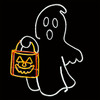 LED Neon Strip Light Ghost Carrying Basket - Lighted Sign - Orange, Yellow, & White - 33 Inch