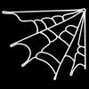 White LED rope light spider web decoration lit up on a black background