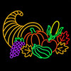 LED Neon Strip Light Cornucopia Thanksgiving Decoration - Lighted Sign - Orange and Red - 31 Inch
