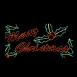 LED Rope Light Holly Merry Christmas Decoration - Lighted Sign - Red and Green - 96 Inch