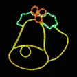LED Rope Light Double Bell and Holly Christmas Decoration - Lighted Sign - Multi-Color - 20 Inch
