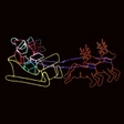 LED Rope Light Waving Santa Reindeer and Sleigh Christmas Decoration - Animated Lighted Sign - Multi-Color - 96 Inch
