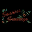 LED Rope Light Seasons Greetings with Holly Decoration - Lighted Sign - Red, Green, and Yellow - 96 Inch