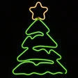 LED Neon Strip Light Tree with Star Christmas Decoration - Lighted Sign - Green and Yellow - 24 Inch