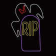 LED Neon Strip Light Halloween Ghost with RIP Tombstone Decoration - Lighted Sign - Cool White, Red, and Yellow - 41 Inch