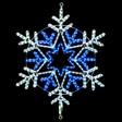 LED Rope Light Snowflake Decoration v2 - Lighted Sign - Cool White and Blue - 31 Inch